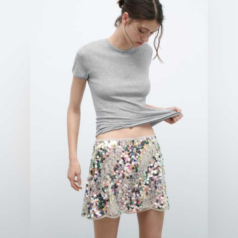 Zara sequin knit miniskirt M